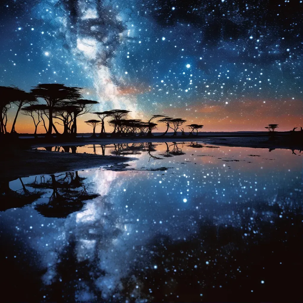 Milky Way reflection in the still waters of an alien ocean - Image 1