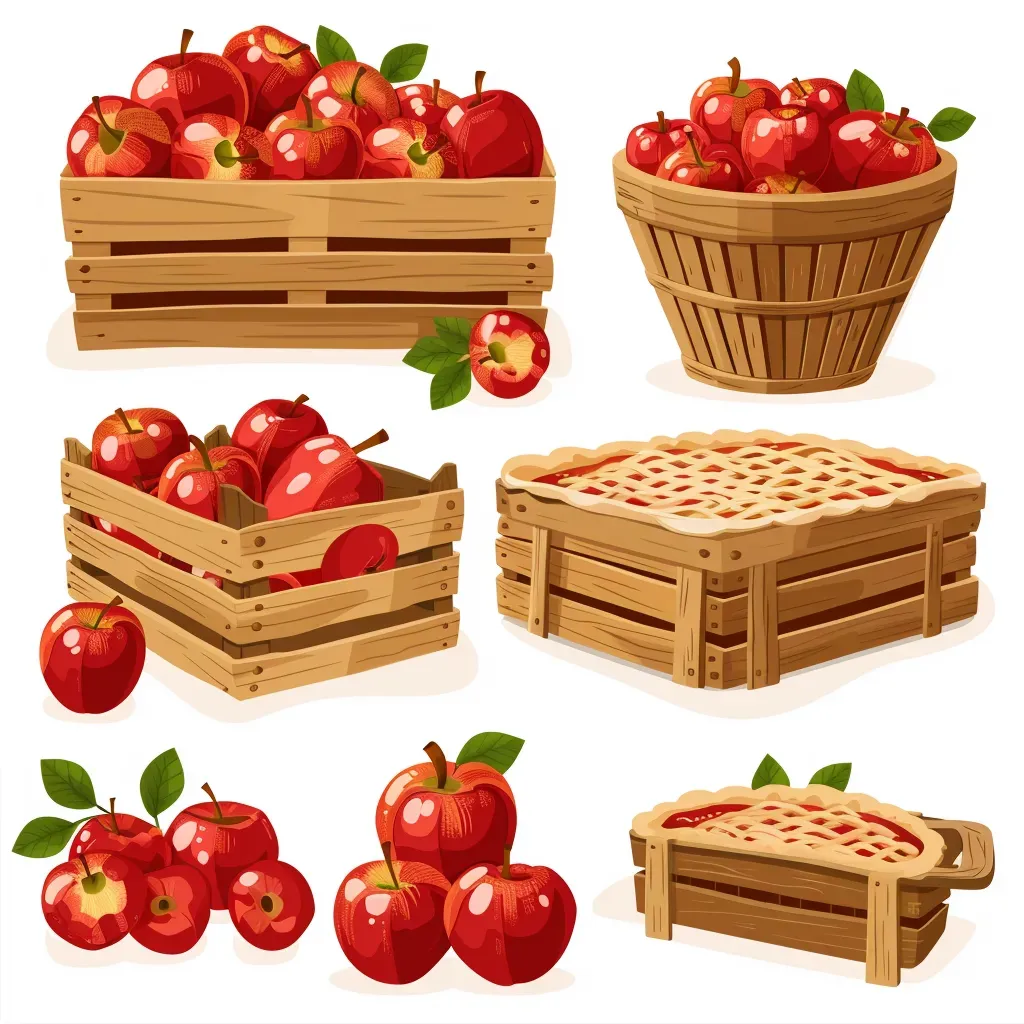 Rustic apple orchard logo with vintage apple basket, apple pie, wooden crates - Image 2