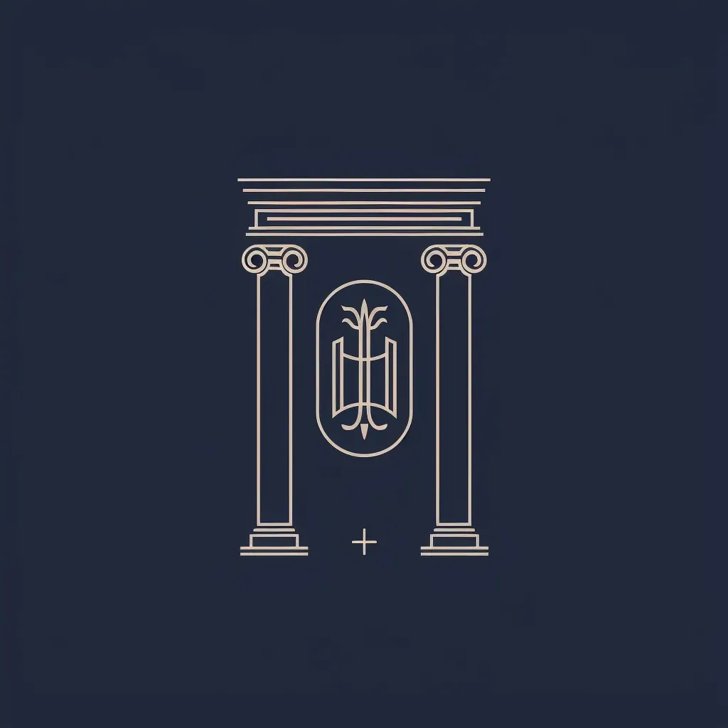 Elegant and sophisticated logo design with column icon in navy and silver colors - Image 2