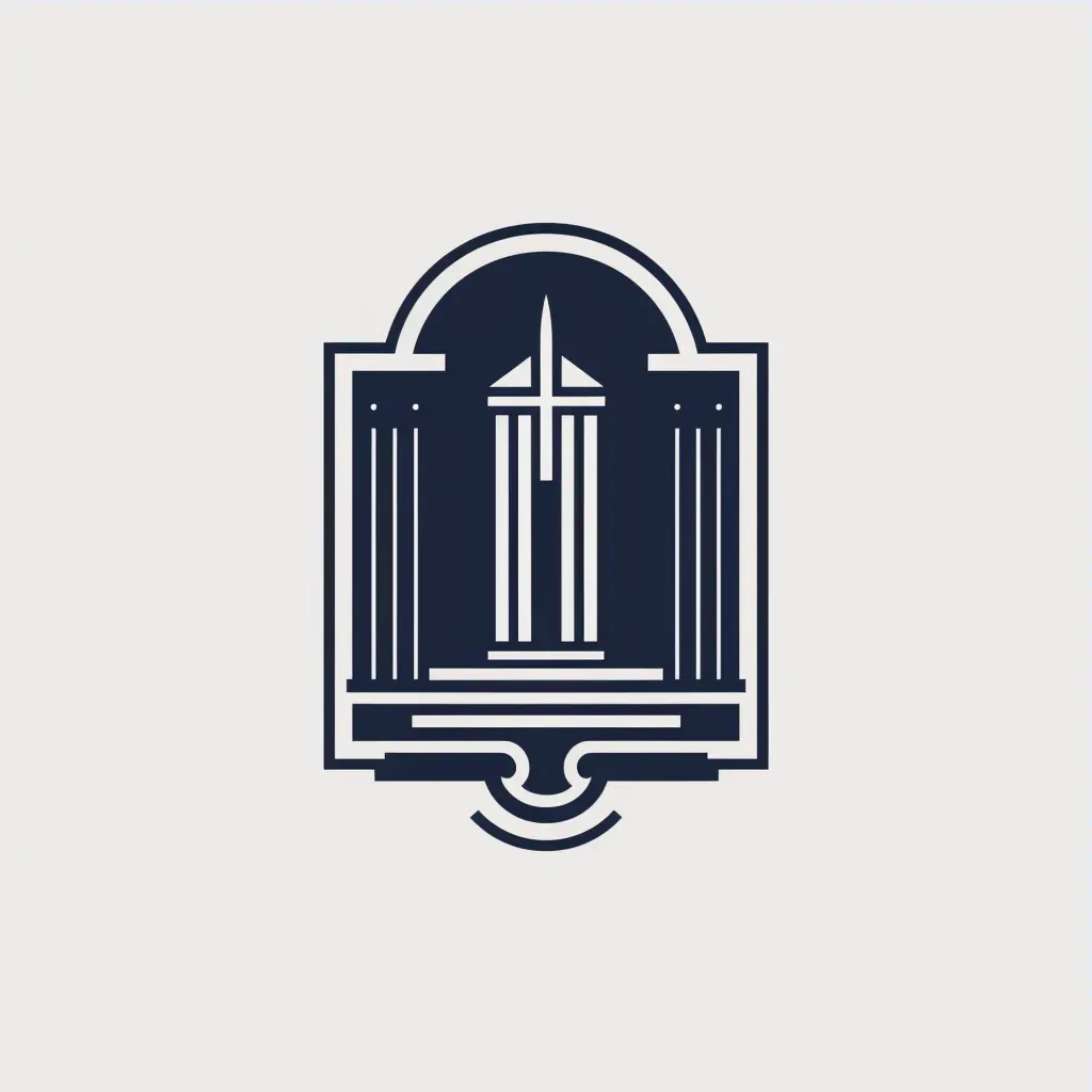 Elegant and sophisticated logo design with column icon in navy and silver colors - Image 3