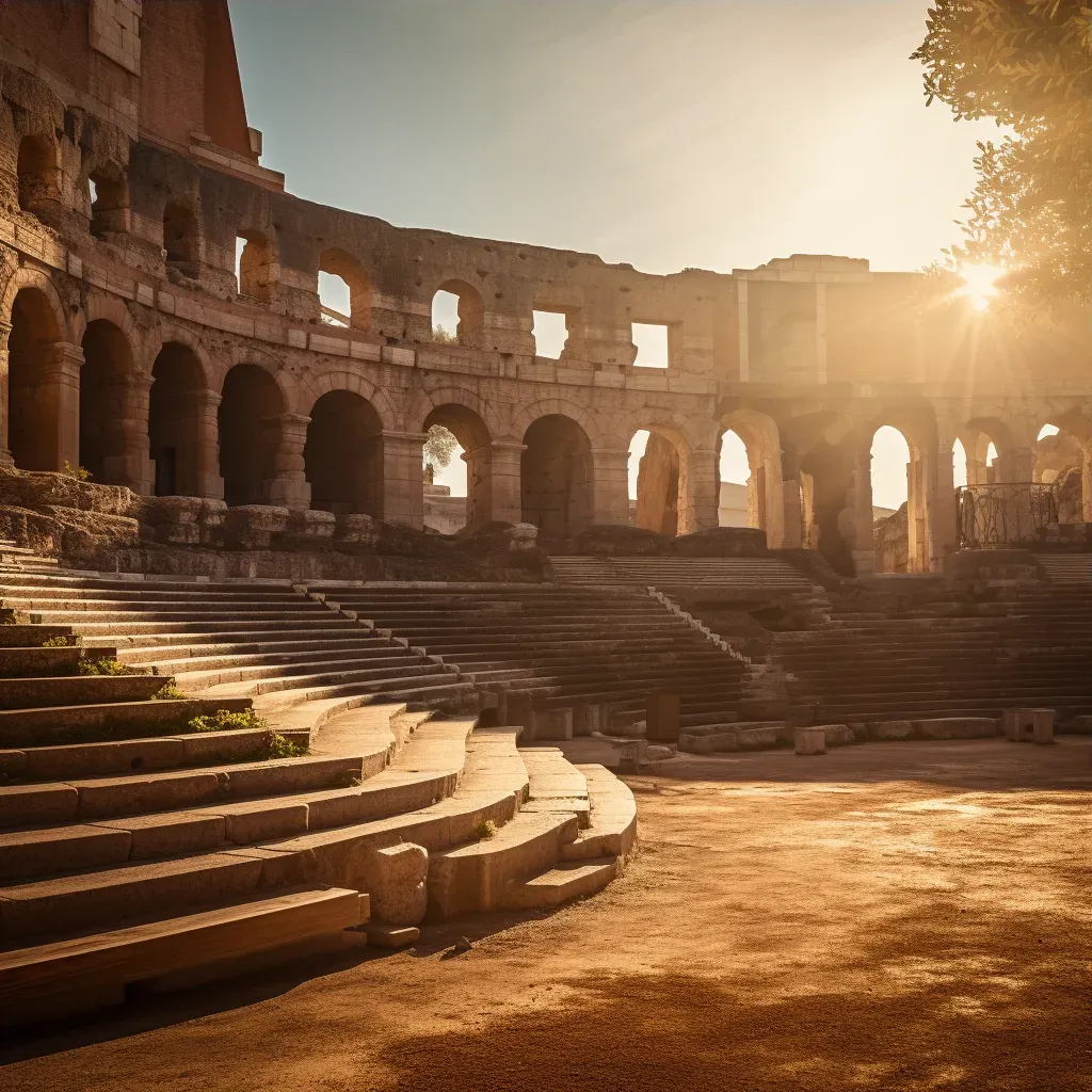 Ancient Roman amphitheater in golden sunlight with intricate architecture - Image 3