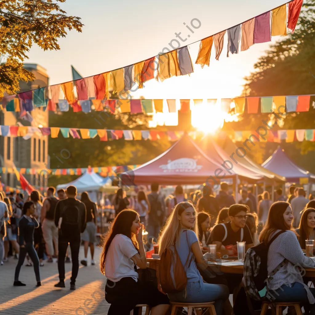 Students enjoying various activities at a college outdoor festival. - Image 2