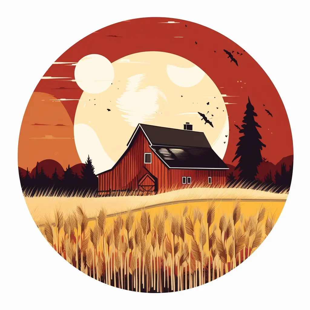 Harvest moon logo with cornfield, rustic barn, autumn colors - Image 2