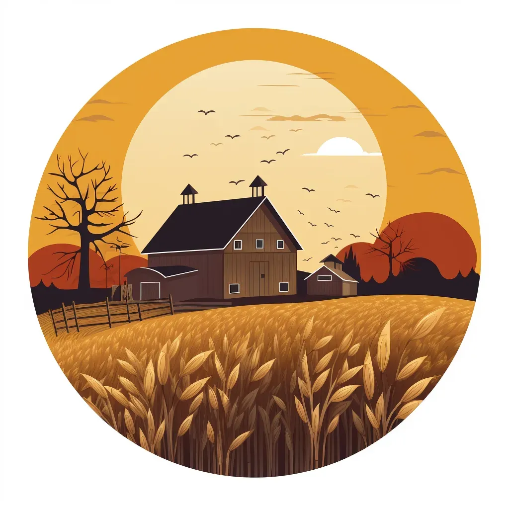 Harvest moon logo with cornfield, rustic barn, autumn colors - Image 3