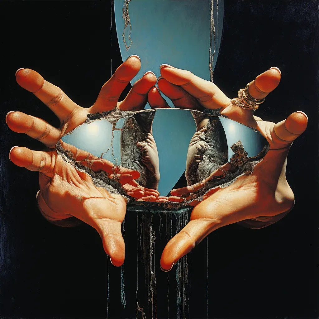 Hands holding broken mirror reflecting whole world inside - Image 3