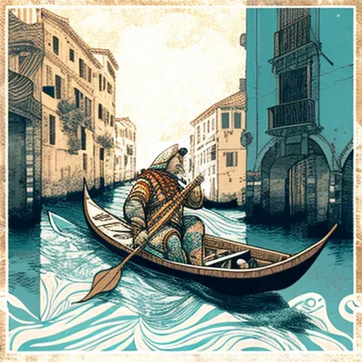 Image of an Inuit kayaker navigating the canals of Venice - Image 3