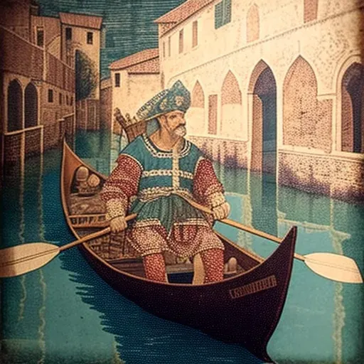 Image of an Inuit kayaker navigating the canals of Venice - Image 4