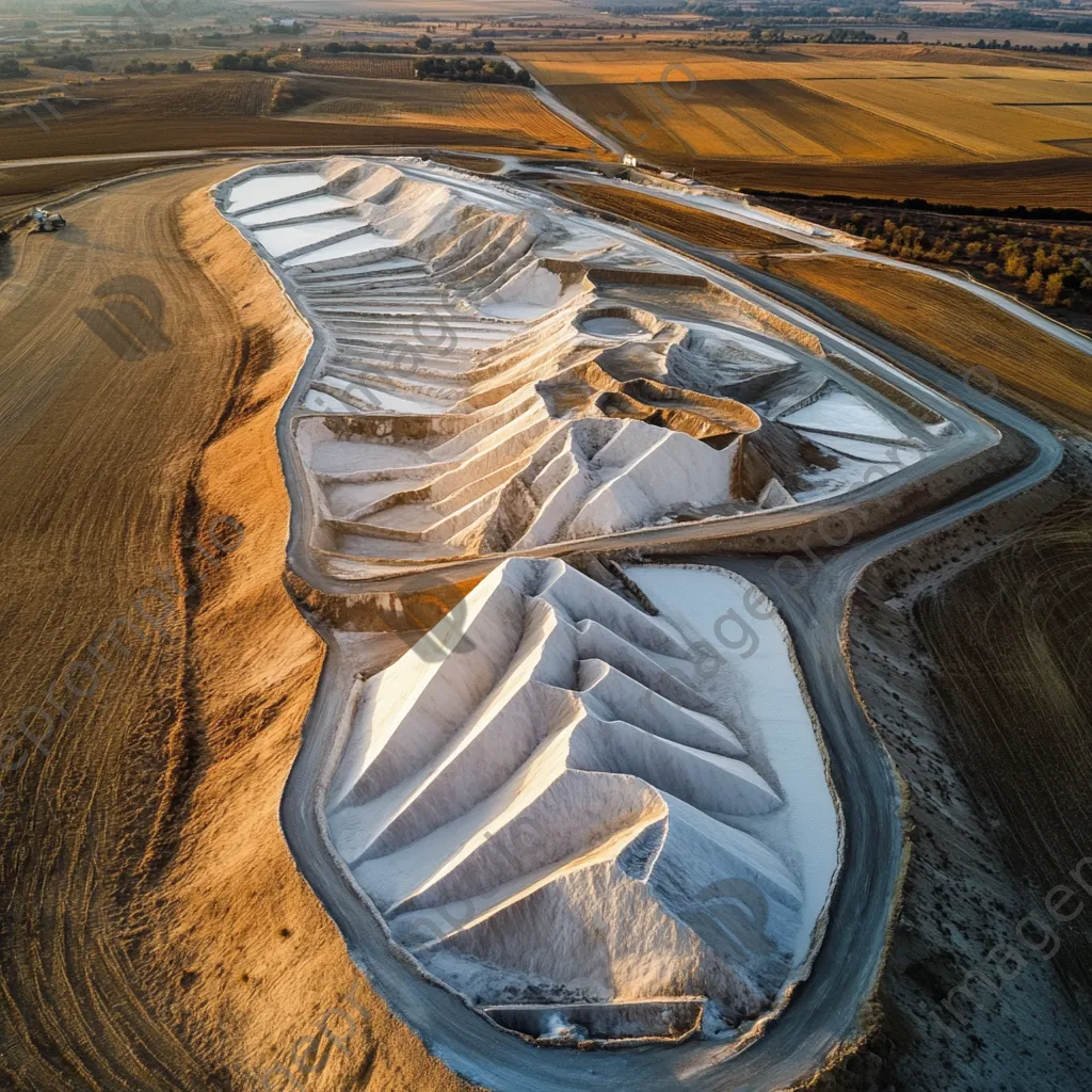 Aerial view of traditional salt mine with geometric piles - Image 2