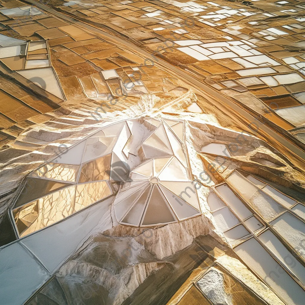 Aerial view of traditional salt mine with geometric piles - Image 3