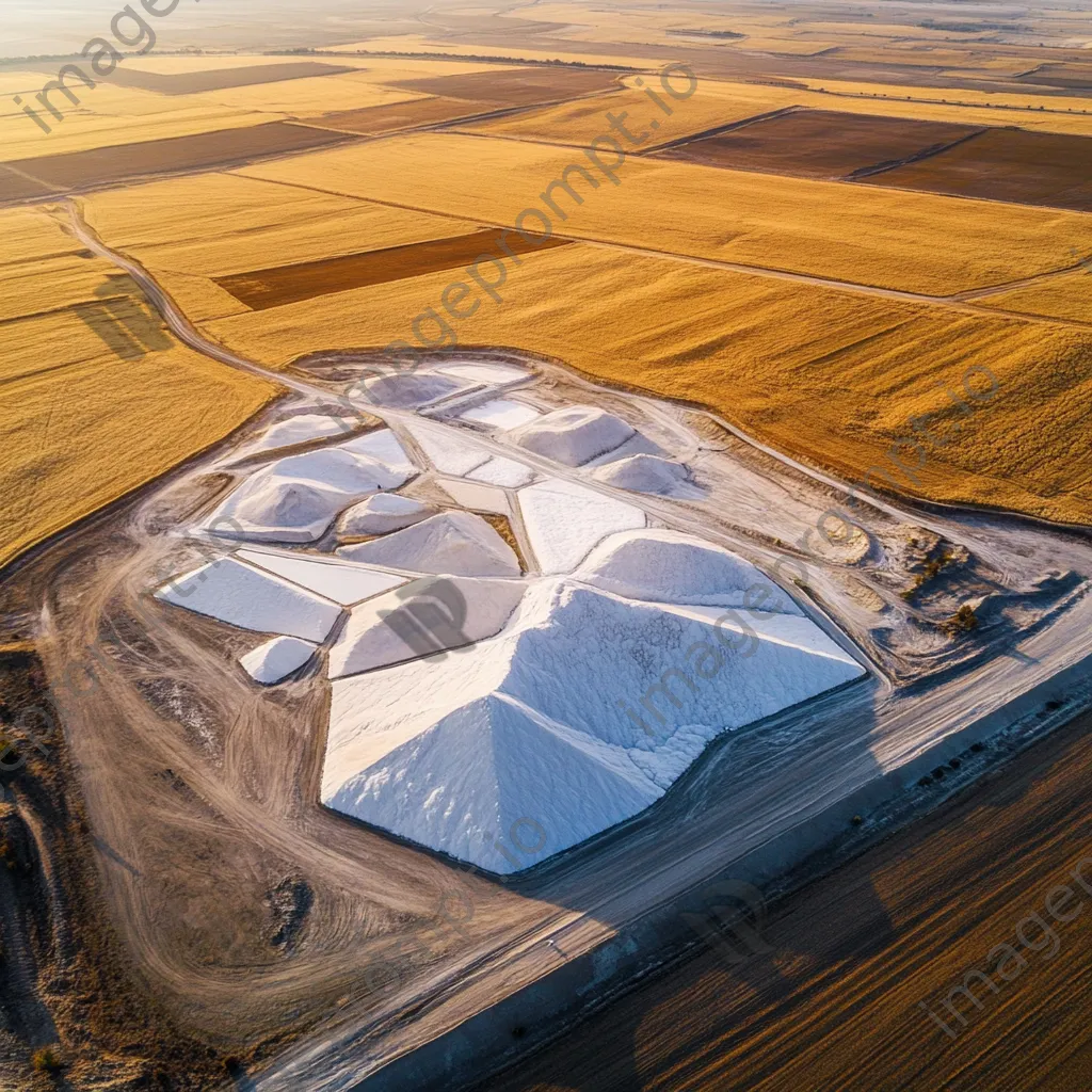 Aerial view of traditional salt mine with geometric piles - Image 4