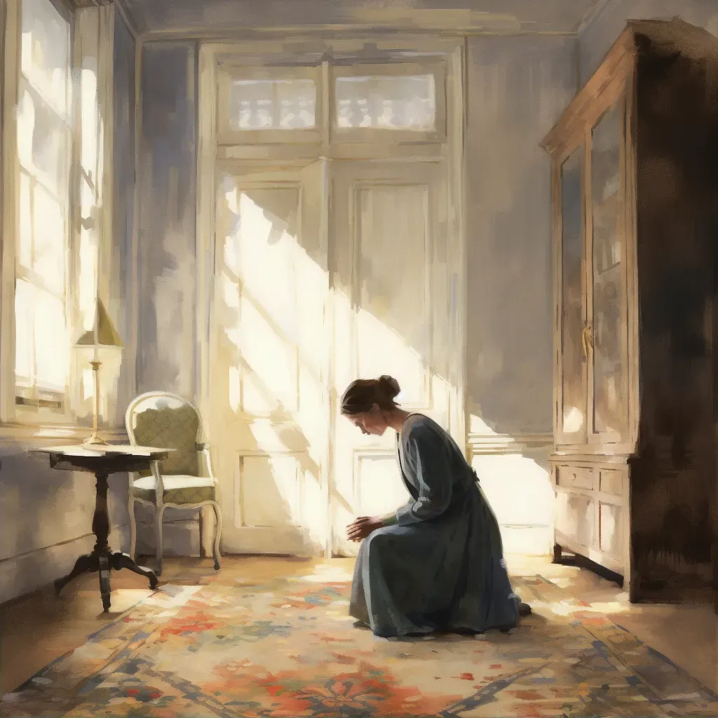 Woman in prayer bathed in divine light in a tranquil room - Image 2