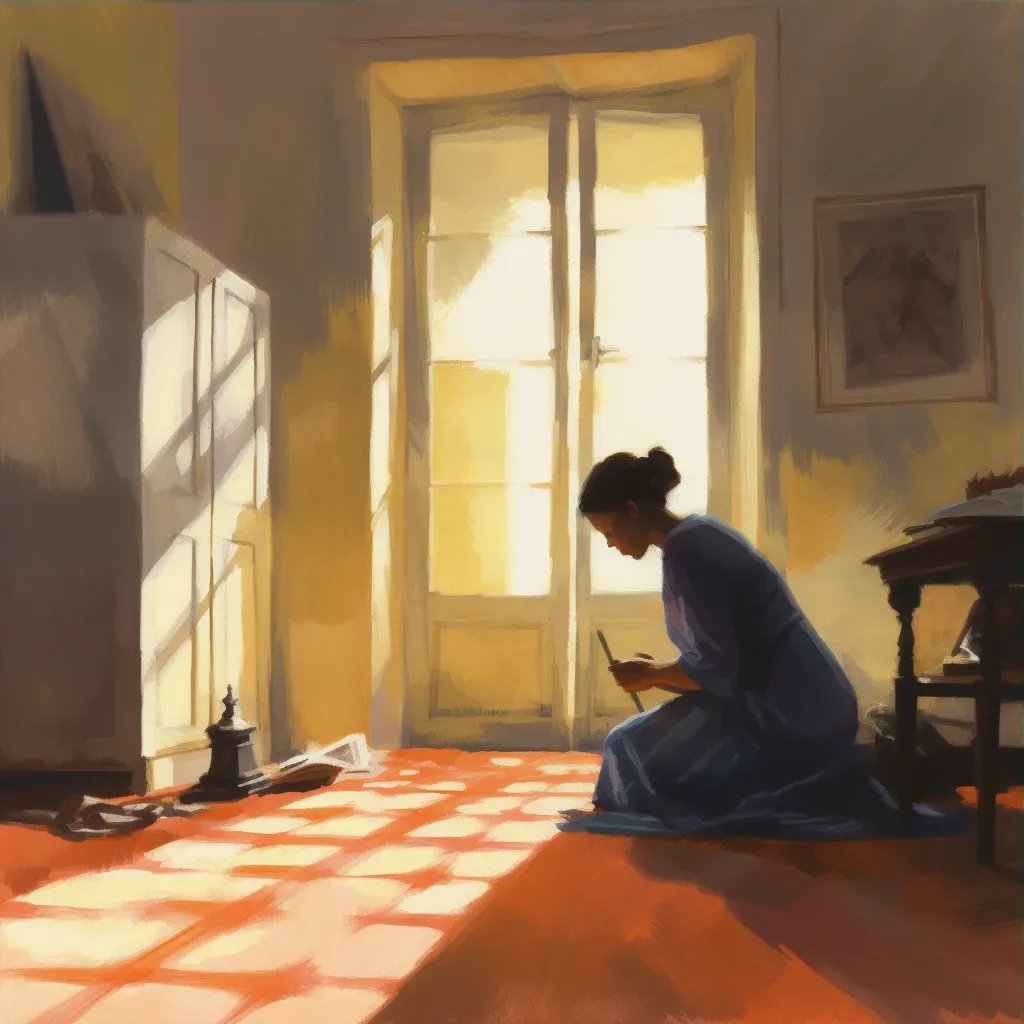 Woman in prayer bathed in divine light in a tranquil room - Image 3