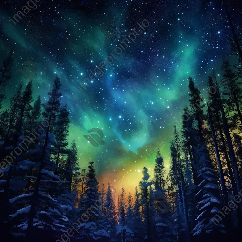 Northern lights over pine forest - Image 4