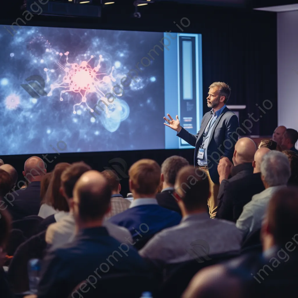 Scientist presenting at pharmaceutical conference - Image 2