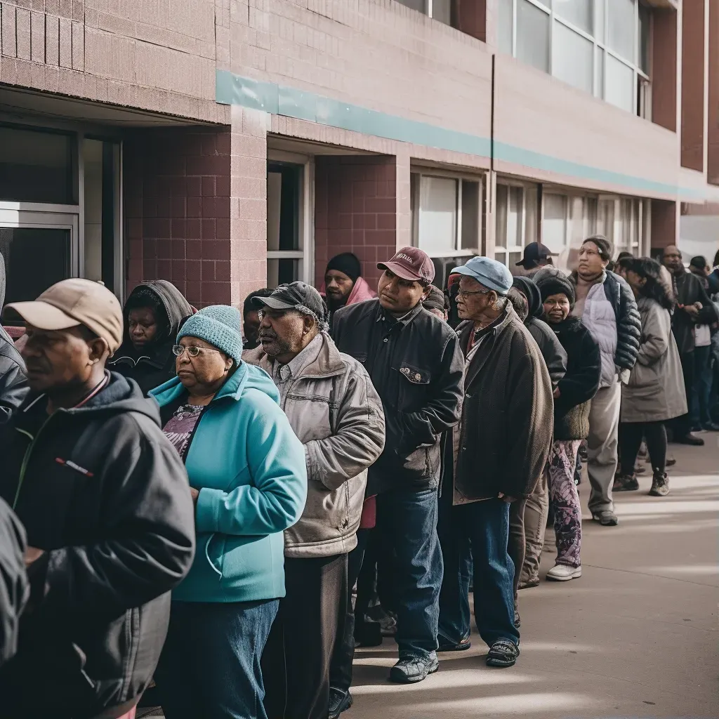 Long queue at free clinic showing healthcare inequality - Image 1