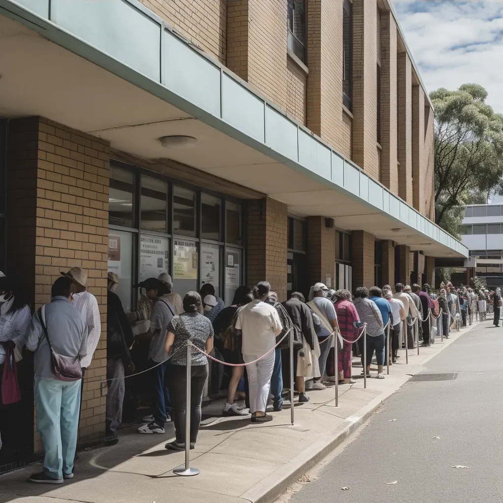 Long queue at free clinic showing healthcare inequality - Image 3