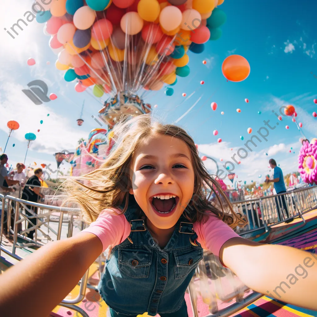 Children enjoying a fun carnival with colorful rides - Image 3