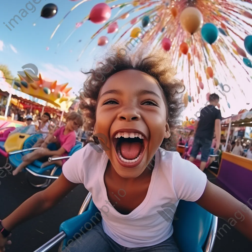 Children enjoying a fun carnival with colorful rides - Image 4