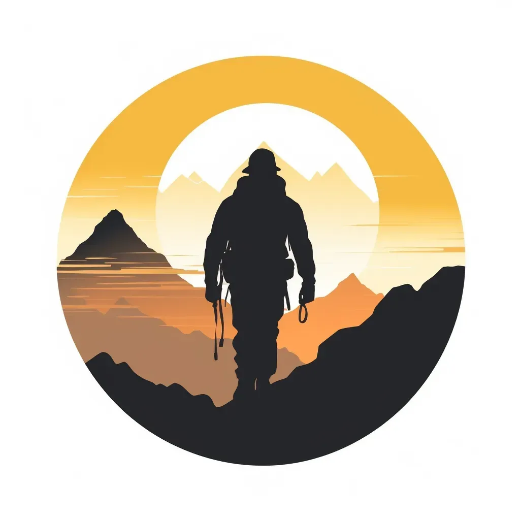 Outdoor adventure club logo with hiker conquering mountain peak - Image 1