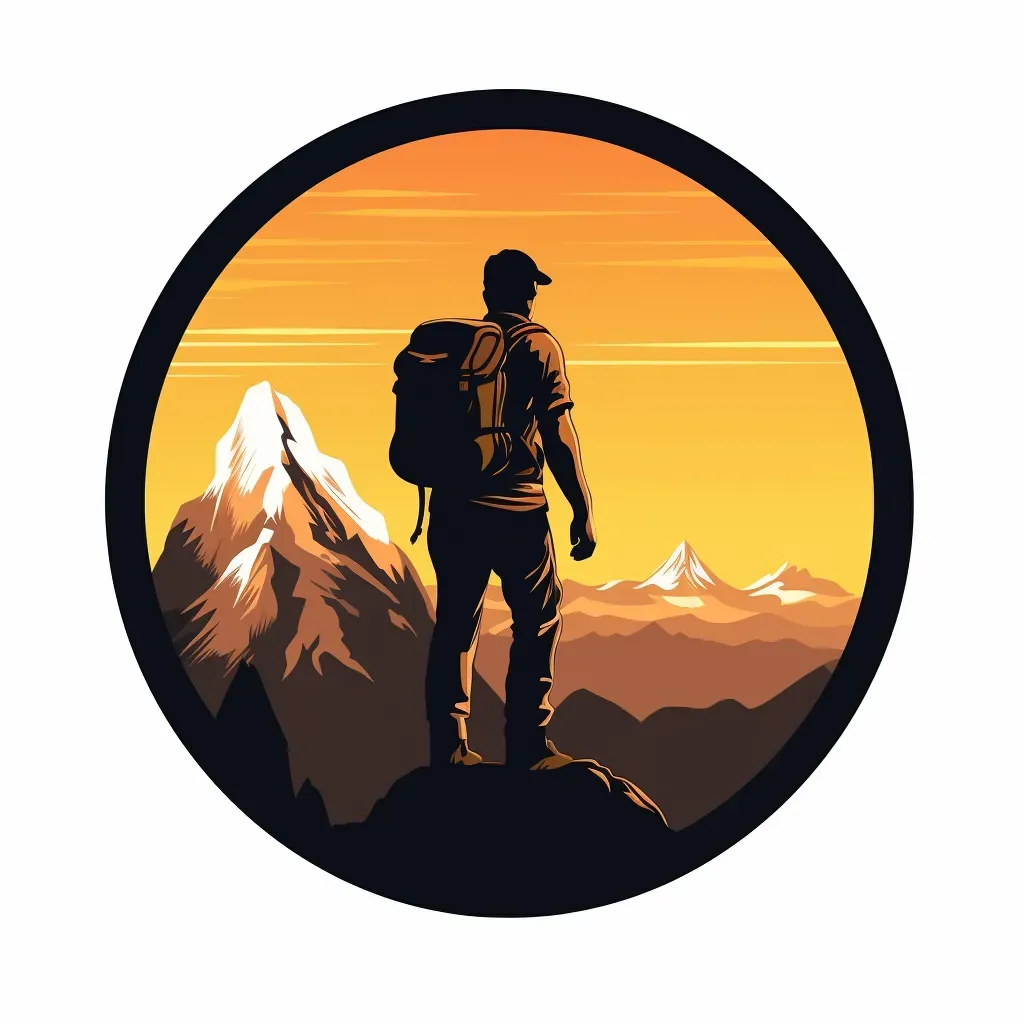 Outdoor adventure club logo with hiker conquering mountain peak - Image 4