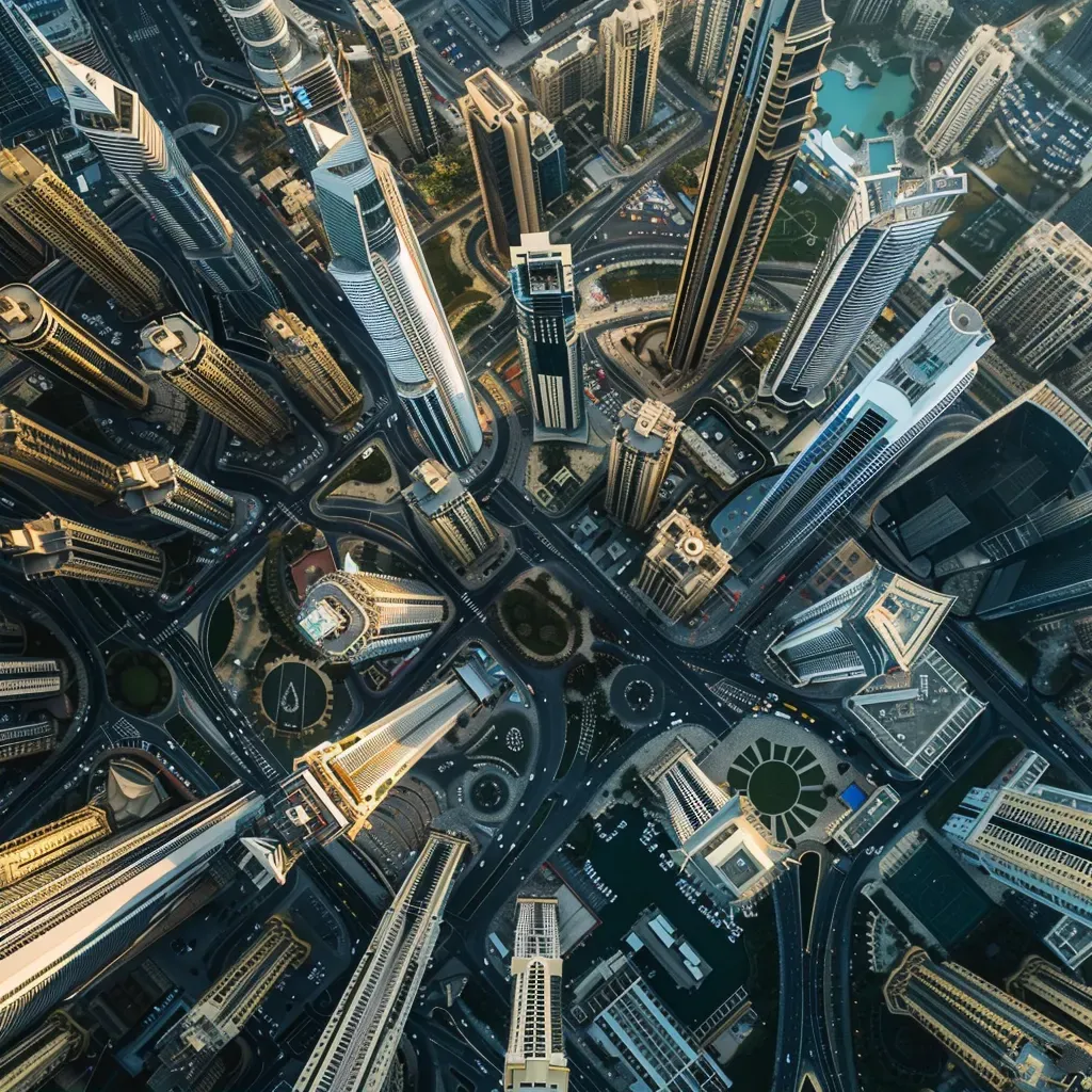 Aerial view of urban cityscape in black and white - Image 2