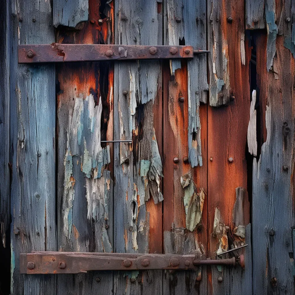 Decayed old barn door with textured history - Image 1