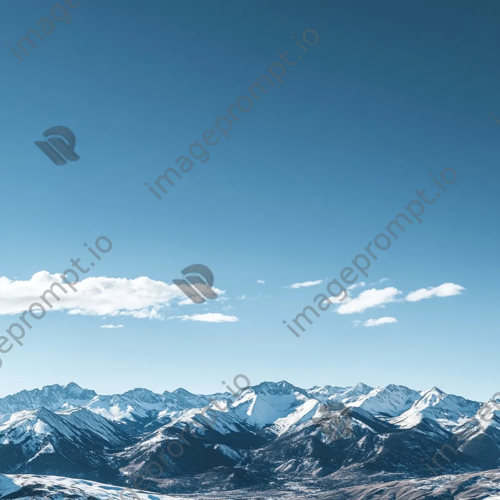 Panoramic view of snow-capped mountain ridges under blue sky - Image 1