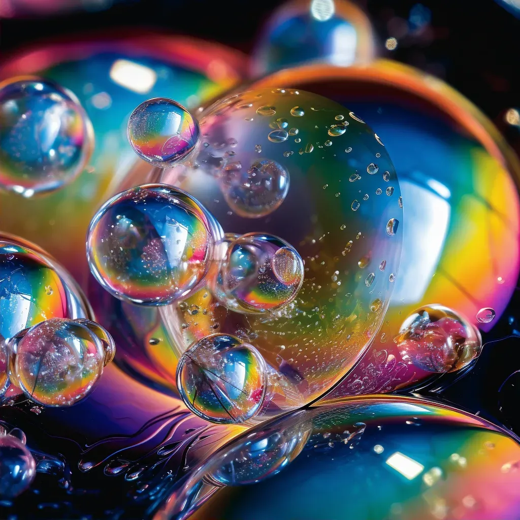 Soap bubbles close-up with iridescent colors - Image 2