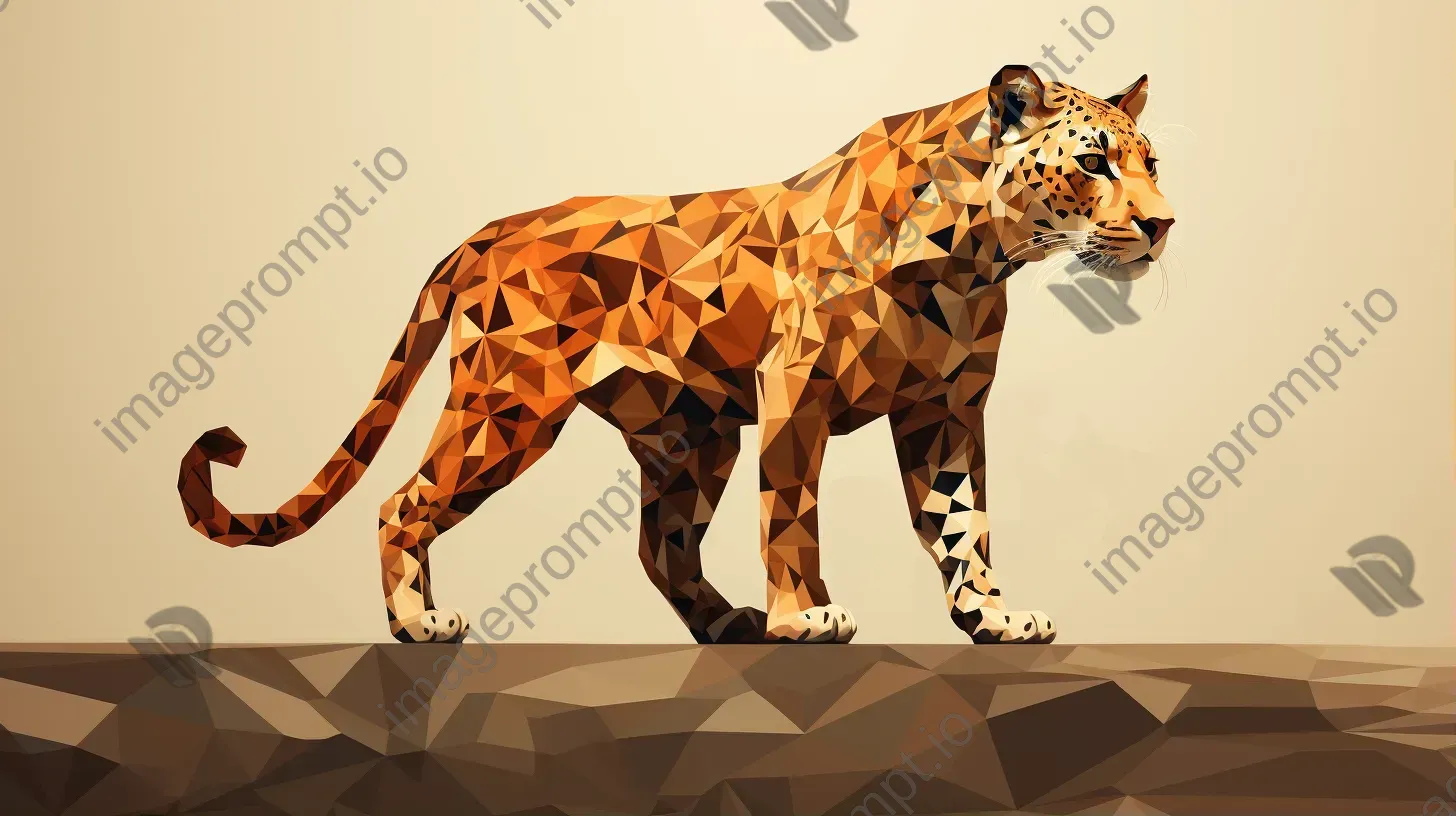 Geometric representation of a prowling leopard in earthy tones - Image 1