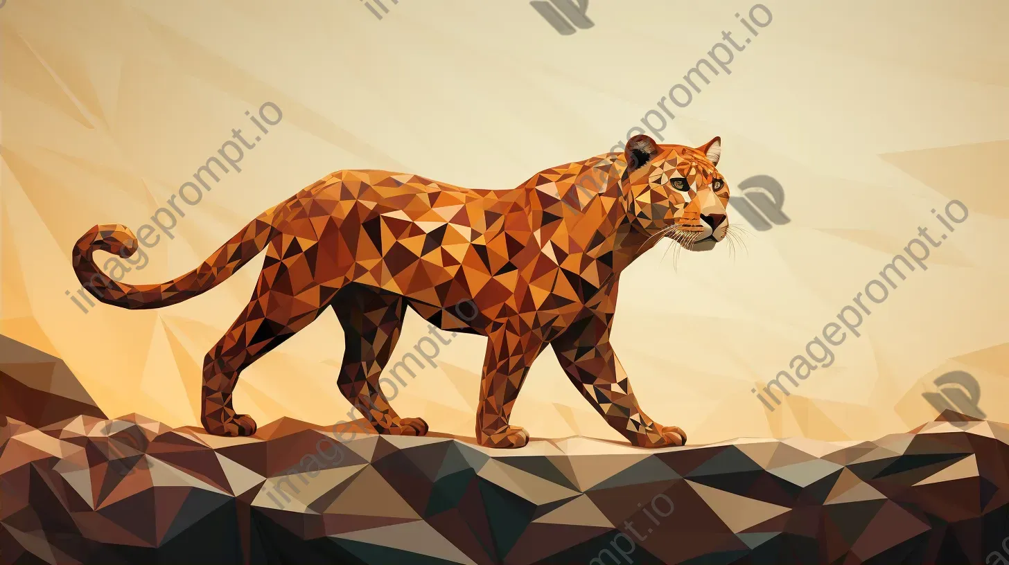 Geometric representation of a prowling leopard in earthy tones - Image 2