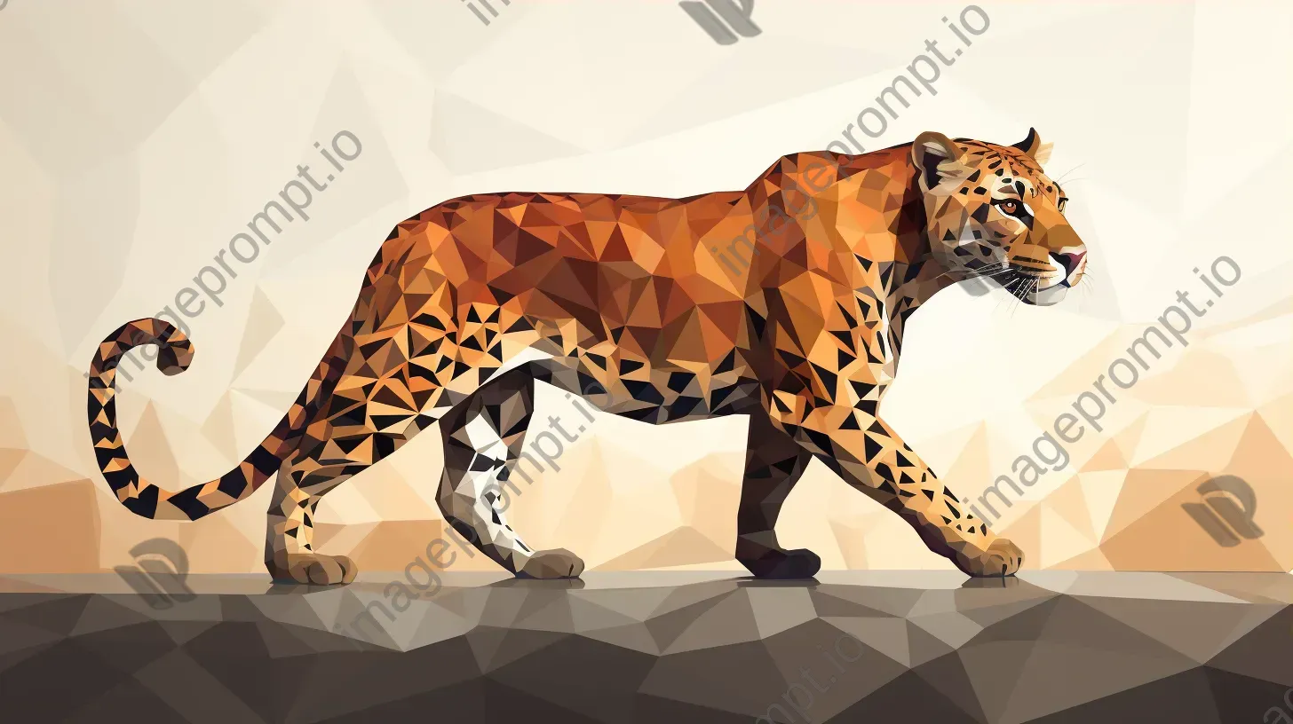 Geometric representation of a prowling leopard in earthy tones - Image 3