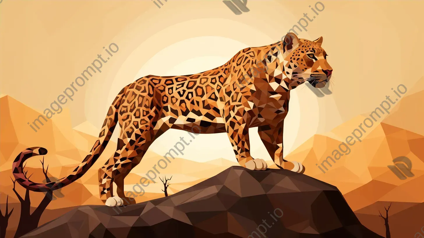 Geometric representation of a prowling leopard in earthy tones - Image 4