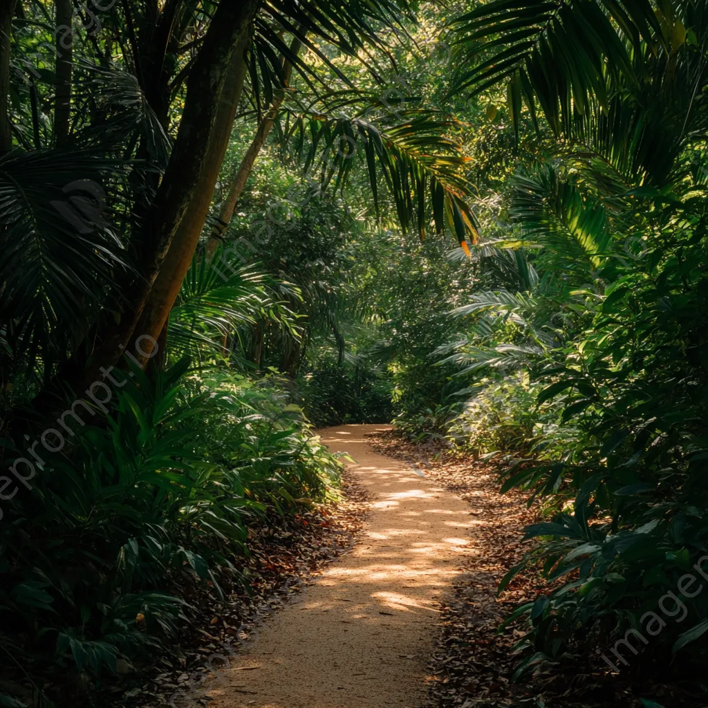 Inviting jungle path with dappled sunlight and greenery - Image 3