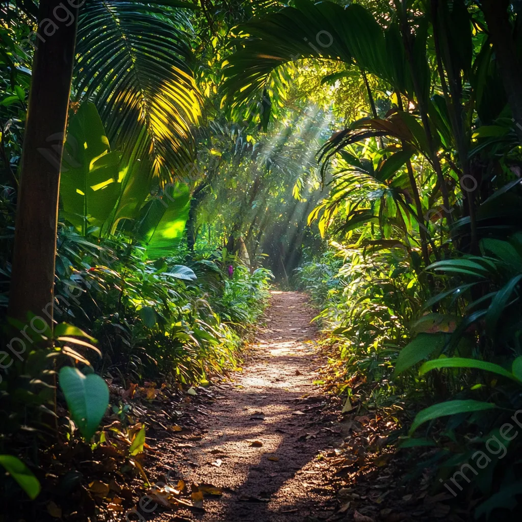 Inviting jungle path with dappled sunlight and greenery - Image 4