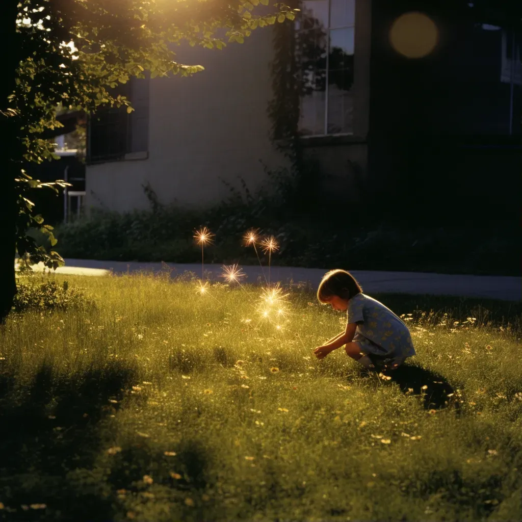 Child Blowing Dandelion Seeds in Golden Light - Image Generated - Image 1