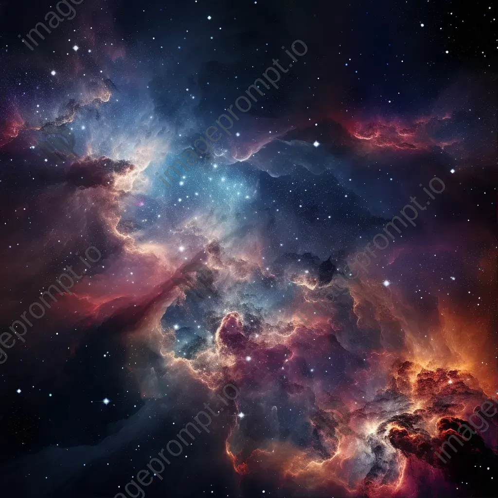 Magical nebula formation with shimmering gases and bright stars against dark cosmic backdrop - Image 1