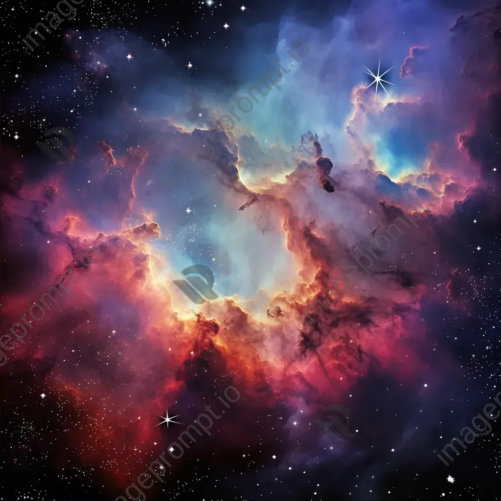 Magical nebula formation with shimmering gases and bright stars against dark cosmic backdrop - Image 2