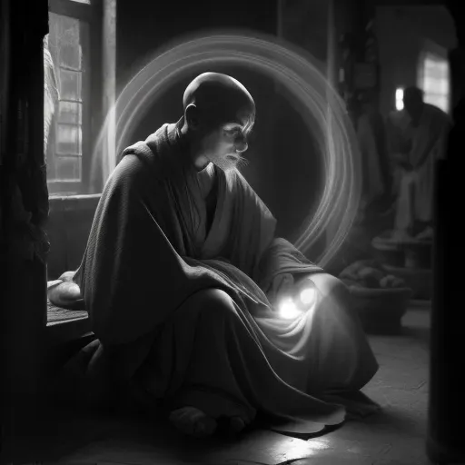 Meditating Monk with Light Halo