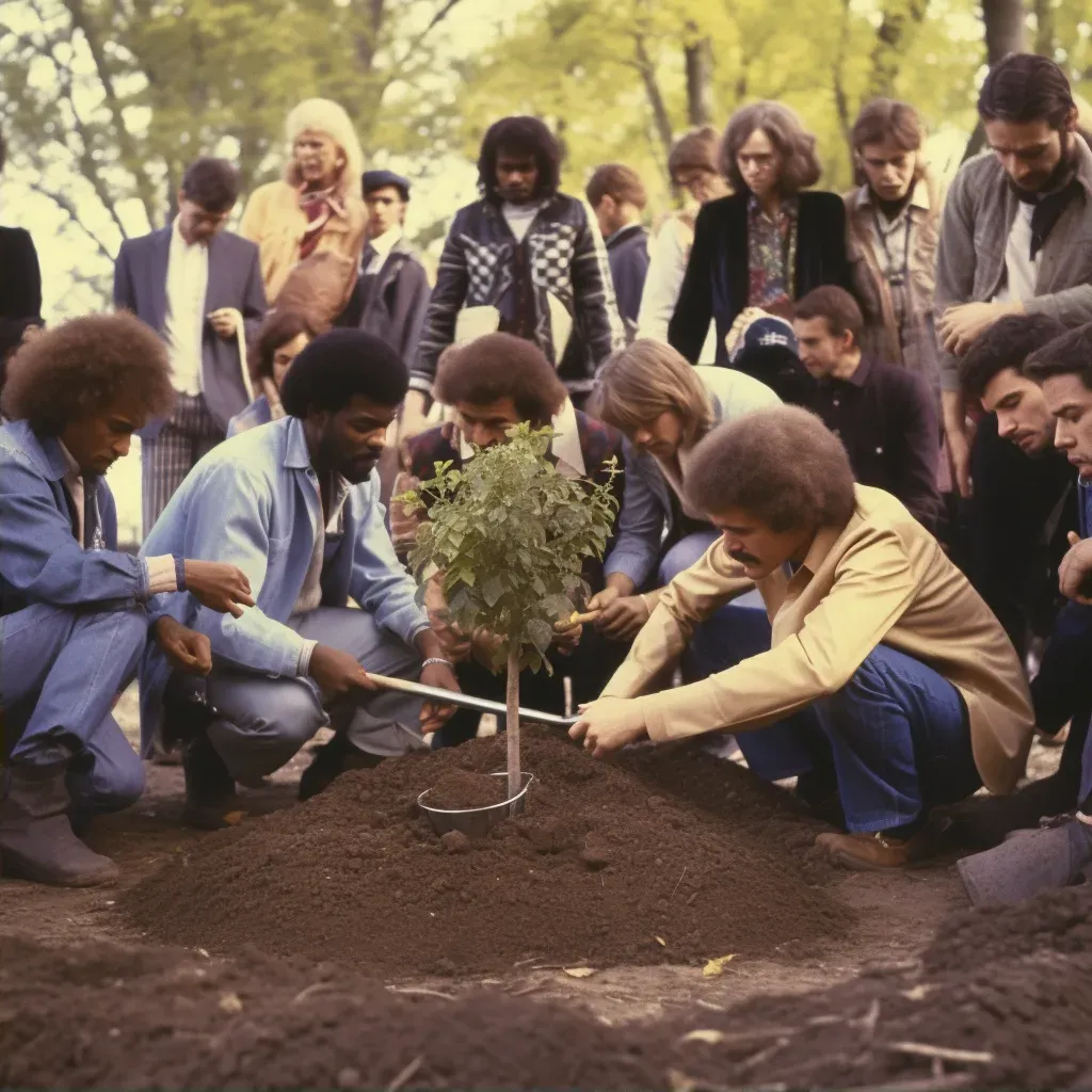 Diverse group planting trees in local park for environment - Image 2