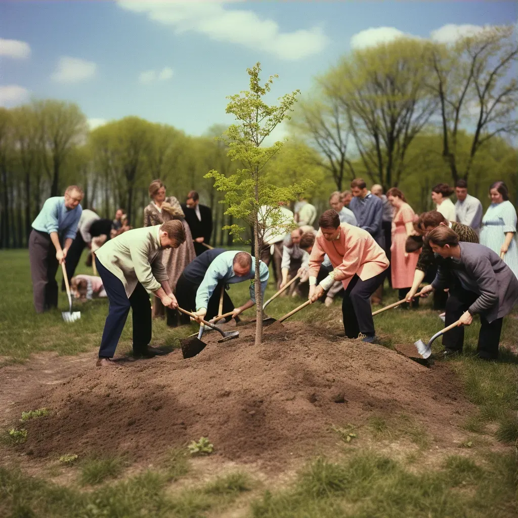 Diverse group planting trees in local park for environment - Image 3