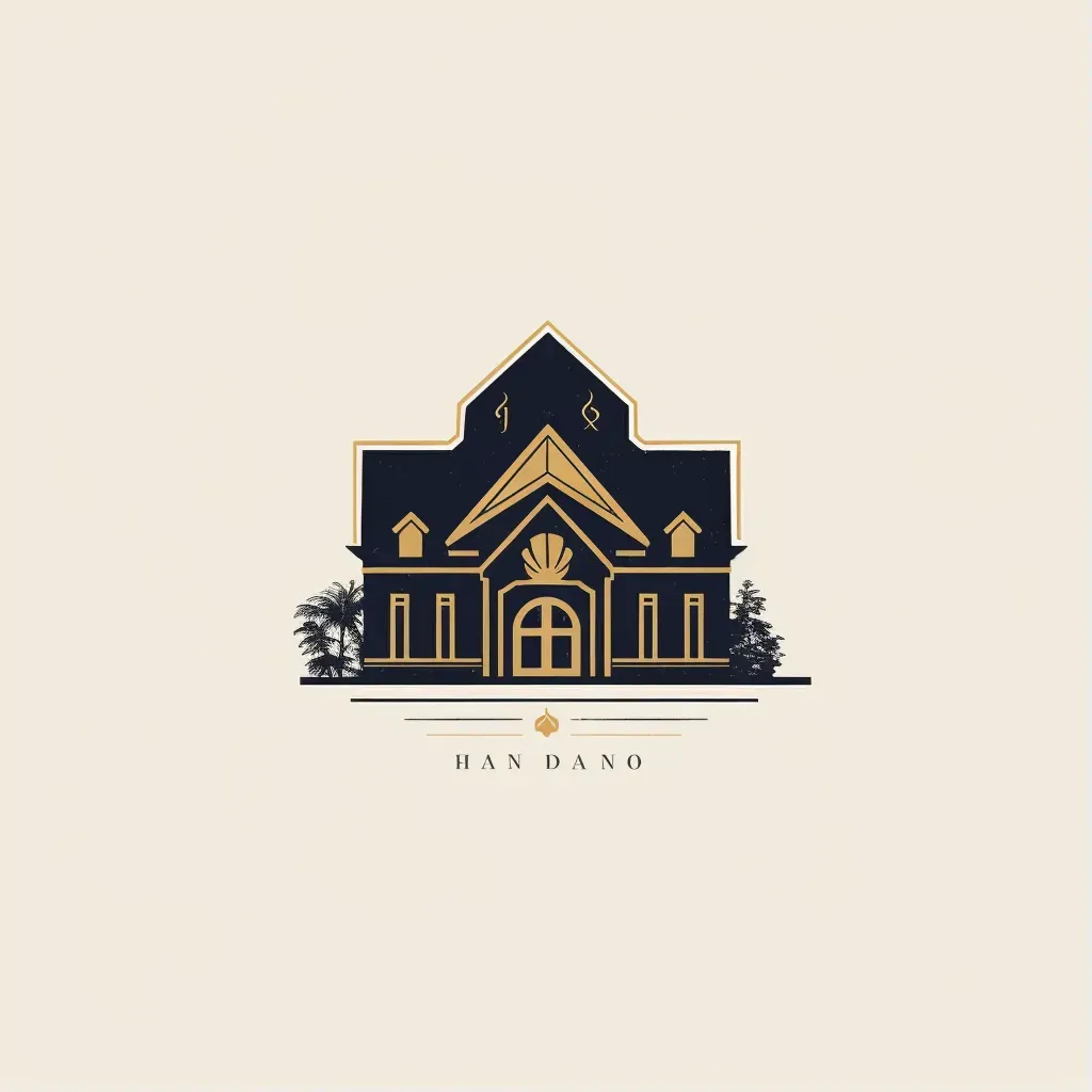 Elegant and luxurious logo design with house icon in gold and black colors - Image 1