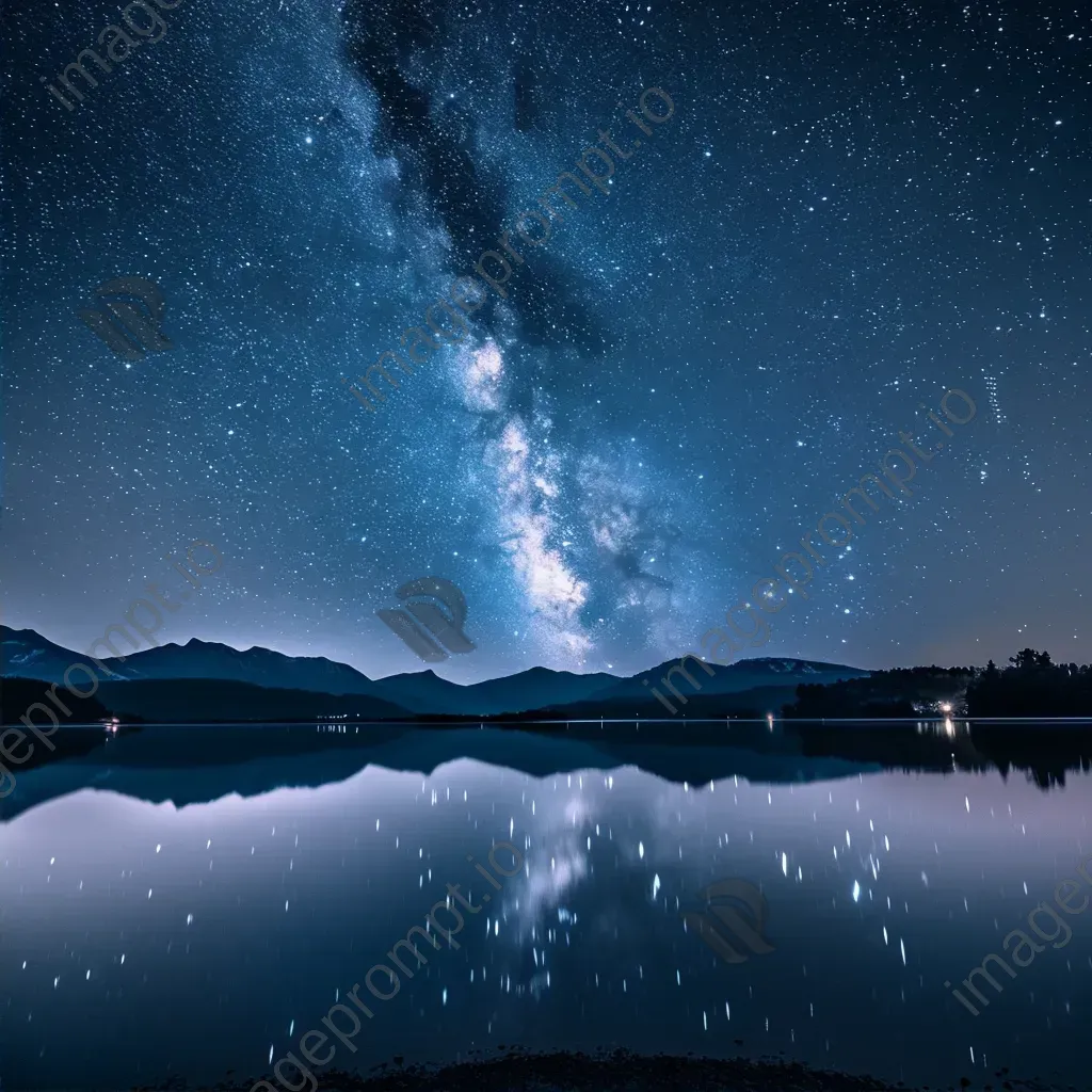 Milky Way galaxy over calm lake with star reflections - Image 2