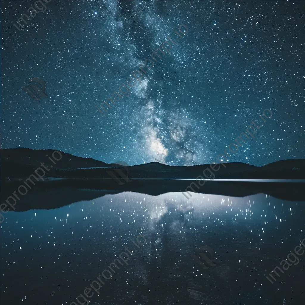 Milky Way galaxy over calm lake with star reflections - Image 4