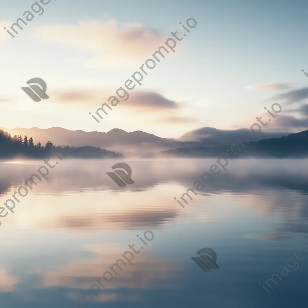 Blurred view of a misty lake at dawn - Image 4