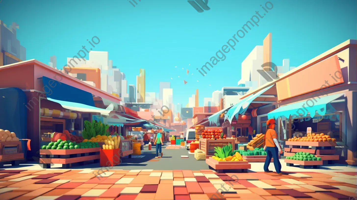 Low poly marketplace bustling with color - Image 1