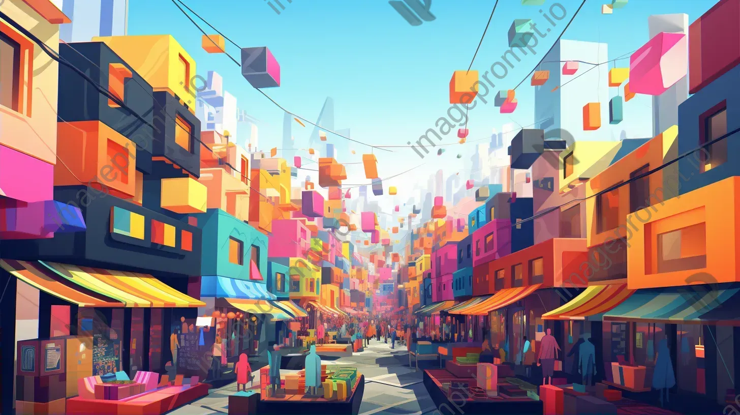 Low poly marketplace bustling with color - Image 2