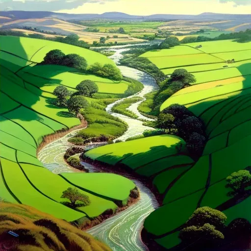 Vibrant green fields intersected by winding rivers - Image 4