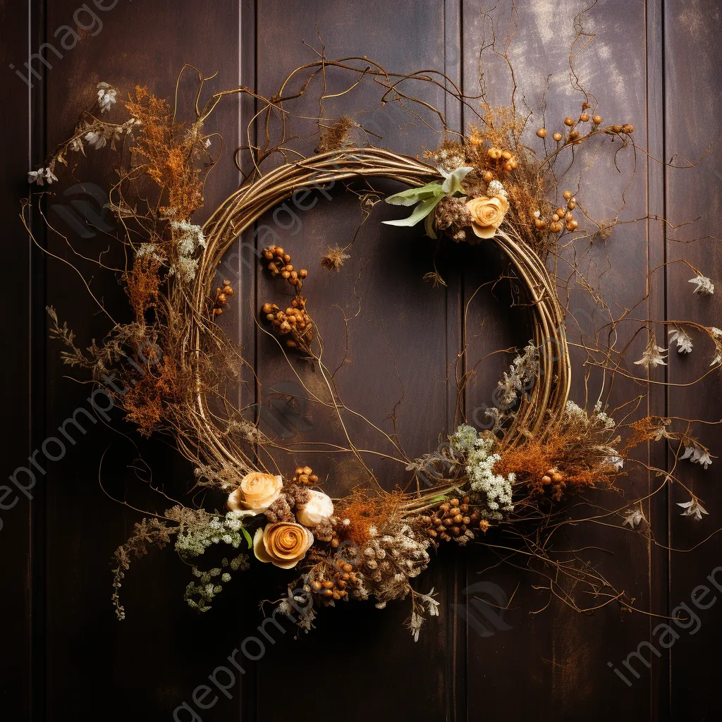 Hedgerow-inspired wreath against wooden backdrop - Image 2