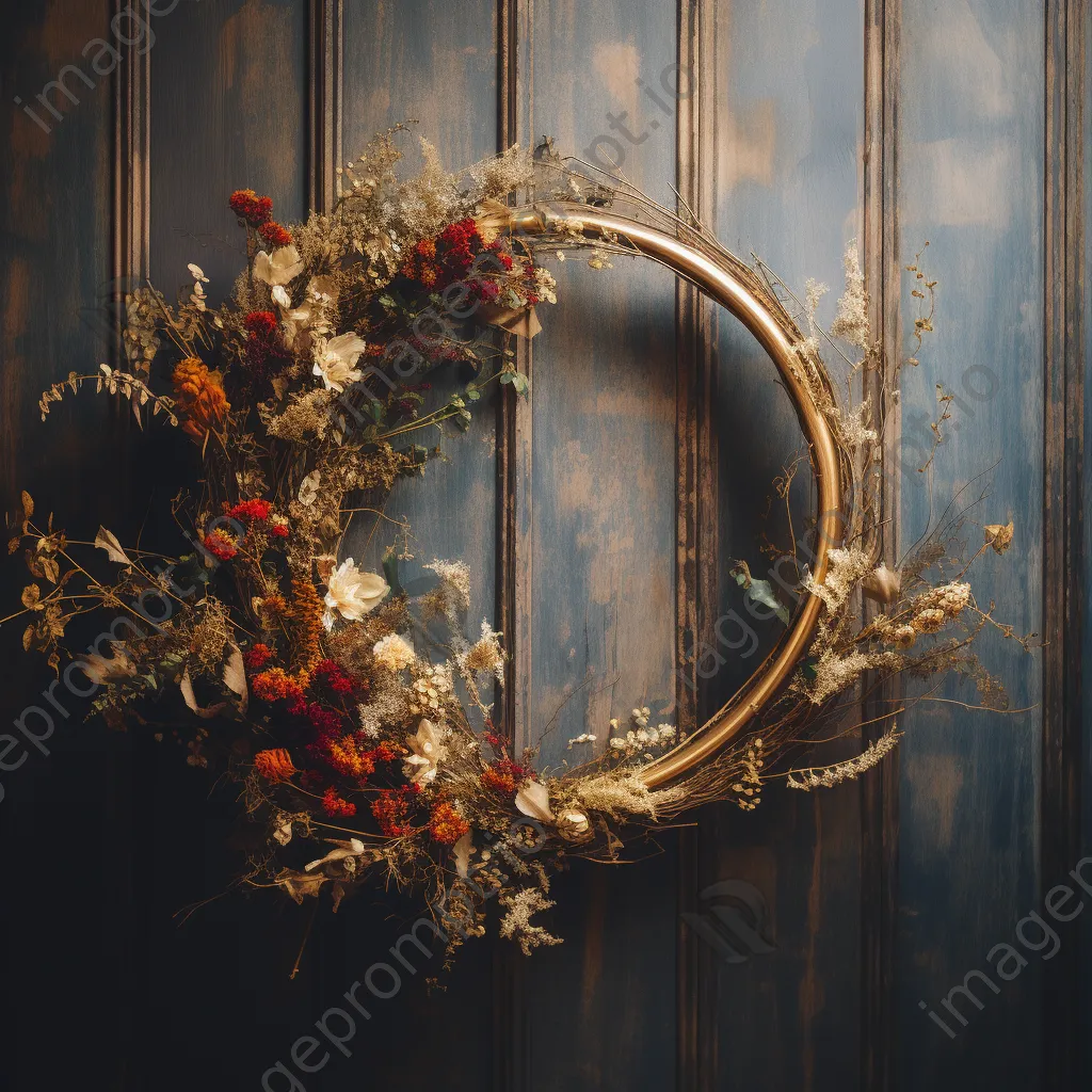 Hedgerow-inspired wreath against wooden backdrop - Image 3