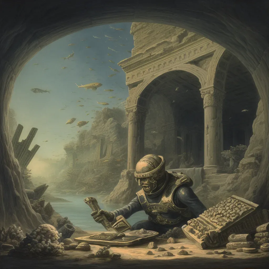 Underwater Explorer Discovering Sunken City - Image 1